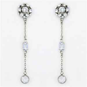 Delicate Modern Sparkle Drop Earrings, Wedding